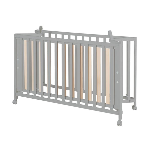 Pelēka bērnu gultiņa ar riteņiem 60x120 cm Fold up – Roba-image-2