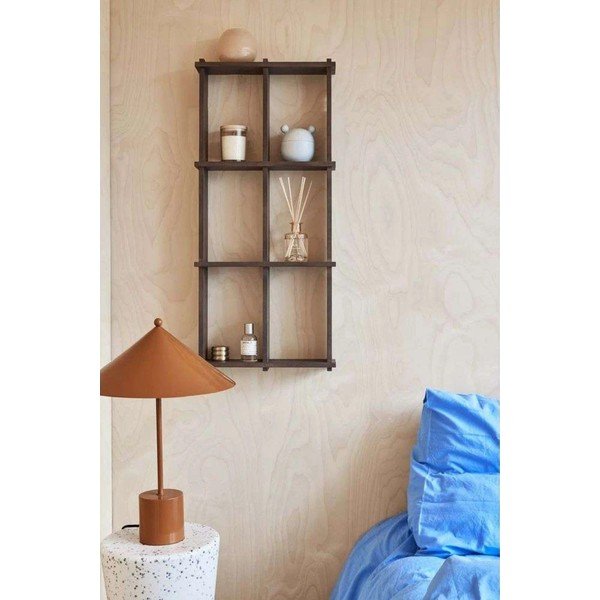 Tumša dabīga toņa daudzlīmeņu oša masīvkoka sienas plaukts 42,5 cm Grid – OYOY Living Design-image-1