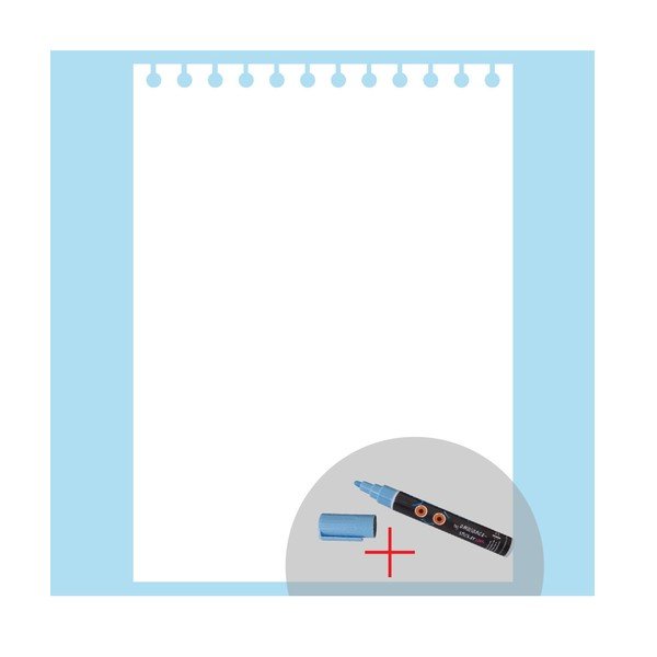 Baltās tāfeles uzlīme ar šķidro krītu + marķieris Fanastick Notepaper-image-1