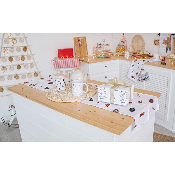Ziemassvētku kokvilnas galda celiņš 140x40 cm Lets Go Decorate – Butter Kings-image-1