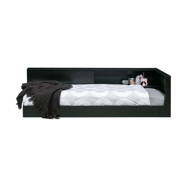 Melna priedes vienguļamā gulta WOOOD Connect, 90 x 200 cm