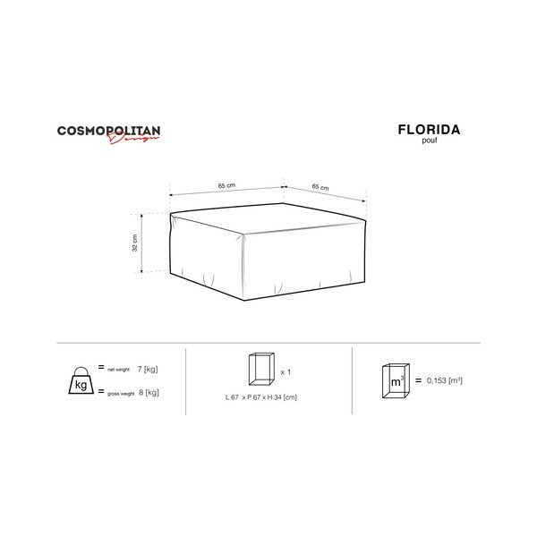 Zaļš pufs Cosmopolitan Design Florida, 65 x 65 cm-image-4