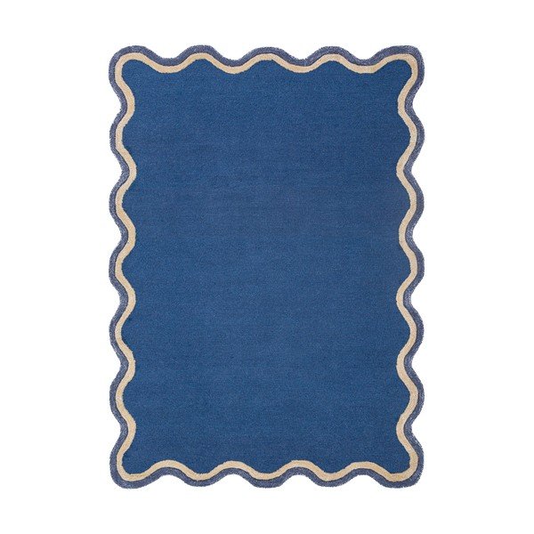 Tumši zils ar rokām darināts paklājs no vilnas maisījuma 160x230 cm Rivo Wool – Flair Rugs