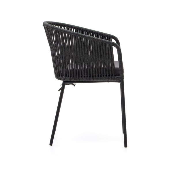 Melns metāla/polsterēts dārza krēsls Yanet – Kave Home-image-3