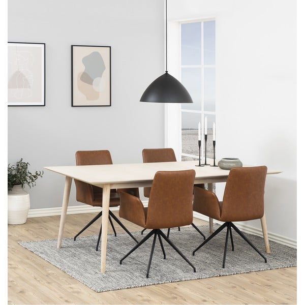 Konjakbrūns polsterēts ēdamistabas krēsls ar roku balstiem Naya – Actona-image-1