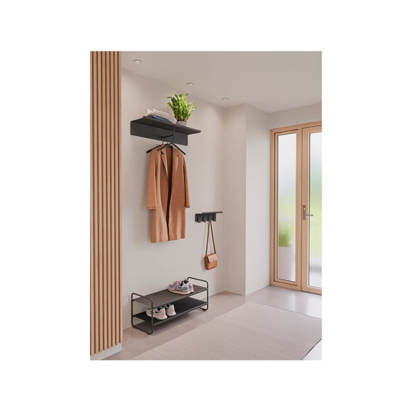 Melns tērauda sienas pakaramais ar plauktu 21,5 cm A-Coat – Zone-image-2