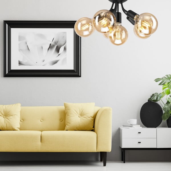 Melna griestu lampa bez abažūra Viggo – LAMKUR-image-1