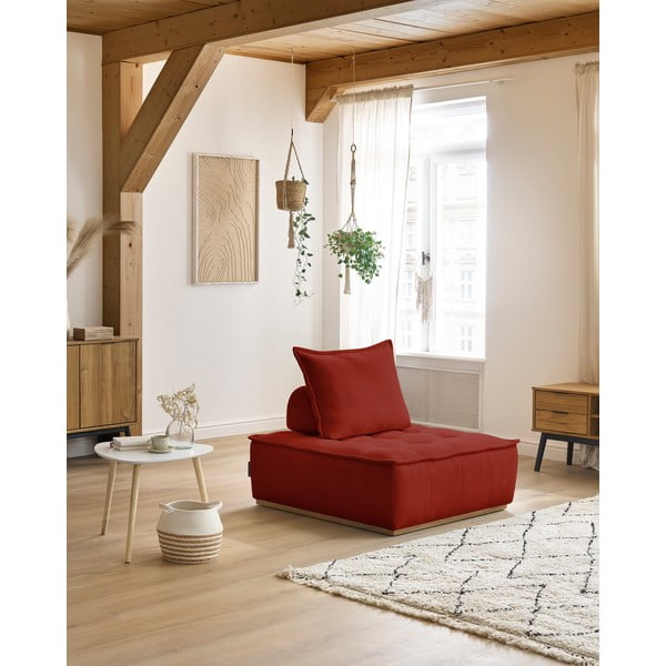 Ķieģeļu sarkans atpūtas krēsls no šenila auduma Elisa – Bobochic Paris-image-1