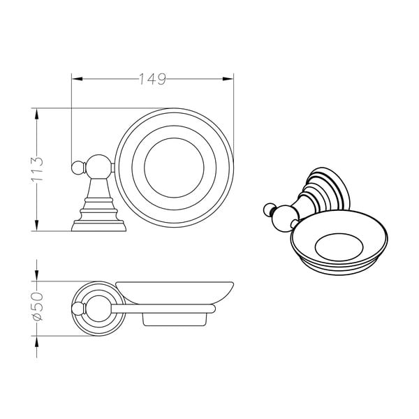 Sienas misiņa ziepju trauks Sapho Diamond-image-3
