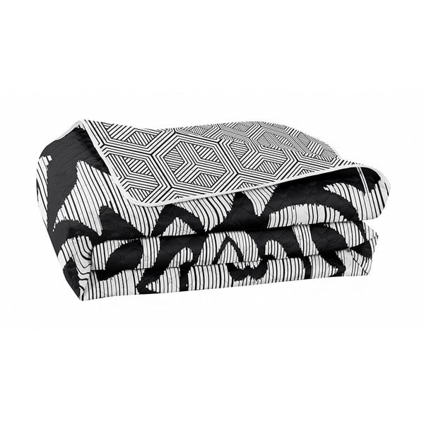 Melns un balts divpusējs mikrošķiedras gultas pārklājs DecoKing Hypnosis Mezmerize, 240 x 260 cm