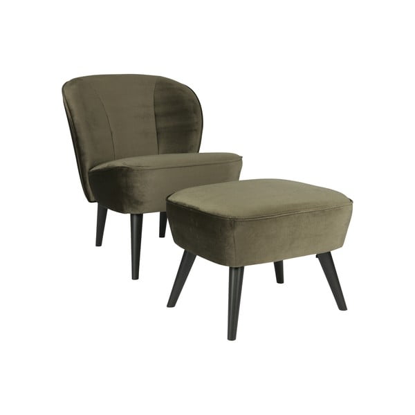 Olīvzaļš kāju soliņš WOOOD Sara-image-1