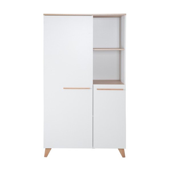 Balts bērnu drēbju skapis ar ozolkoka imitāciju 52x180x180 cm Léon – Roba