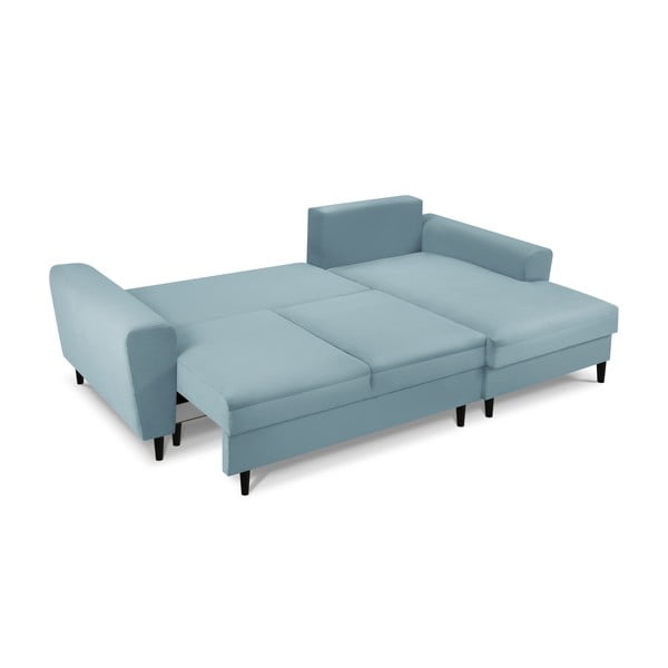 Gaiši zils velveta salokāms stūra dīvāns ar uzglabāšanas vietu (ar labo stūri/ar zvilni) Kyoto – Cosmopolitan Design-image-2