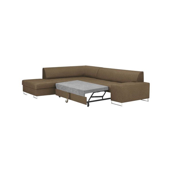 Gaiši brūna stūra dīvāns ar sudraba krāsas kājām Cosmopolitan Design Orlando, kreisais stūris-image-4