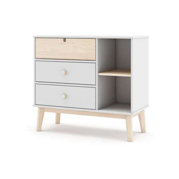 Balta zema bērnu kumode 90x40 cm Estefania – Marckeric-image-4