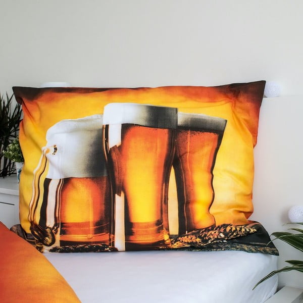 Dzintara dzeltena vienguļamā kokvilnas gultas veļa 140x200 cm Beer – Jerry Fabrics-image-3