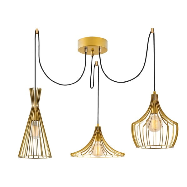 Zelta krāsas piekaramā lampa ar metāla abažūru Mezopotamya – Opviq lights-image-2
