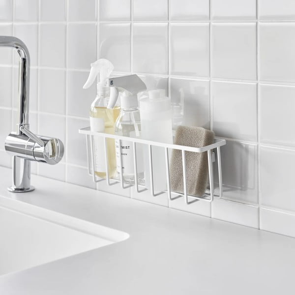 Balts metāla mazgāšanas līdzekļu turētājs ar uzstādīšanu bez urbšanas Film Hook – YAMAZAKI-image-2