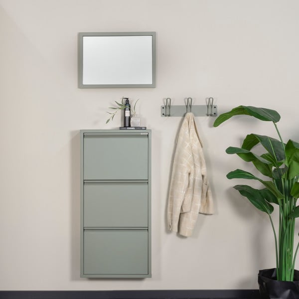 Dūmakaini zaļš metāla atverams apavu plaukts 50x103x15 cm Billy – Spinder Design-image-1