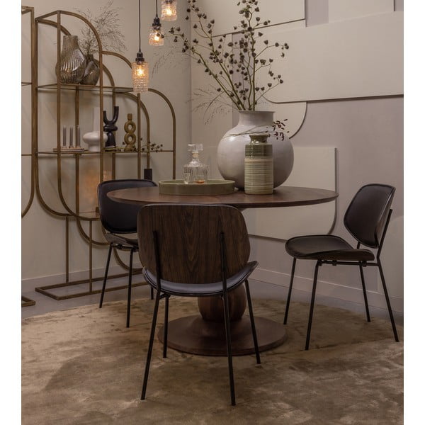 Melni mākslīgās ādas pusdienu krēsli (2 gab.) Close In – WOOOD-image-1