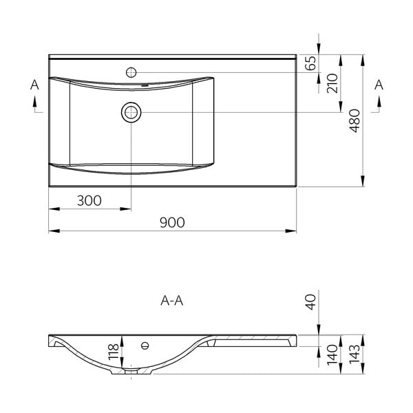 Balta izlietne no minerālu kompozītmateriāla 90x48 cm Luciola – Sapho-image-4