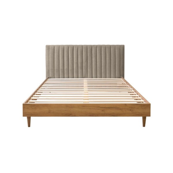Bēša/dabīga toņa divvietīga gulta ar redelēm 160x200 cm Oceane – Bobochic Paris