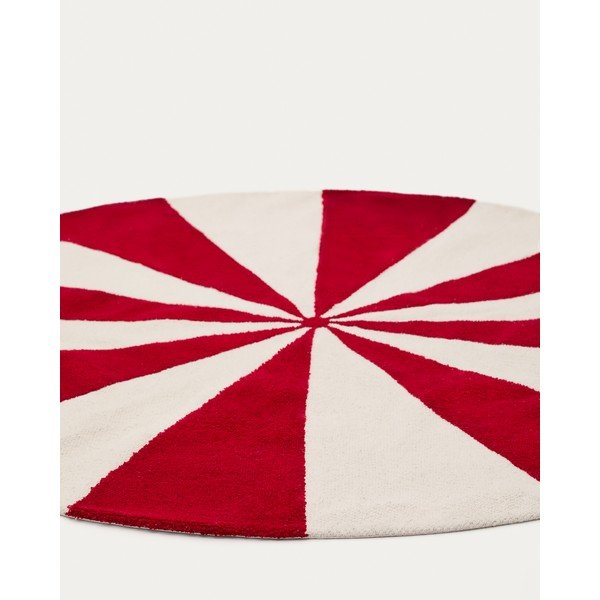 Sarkans/balts bērnu paklājs no kokvilnas maisījuma ø100 cm Wirla – Kave Home-image-3