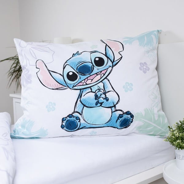 Balta vienguļamā kokvilnas bērnu gultas veļa 140x200 cm Lilo and Stitch "Ohana White" – Jerry Fabrics-image-3