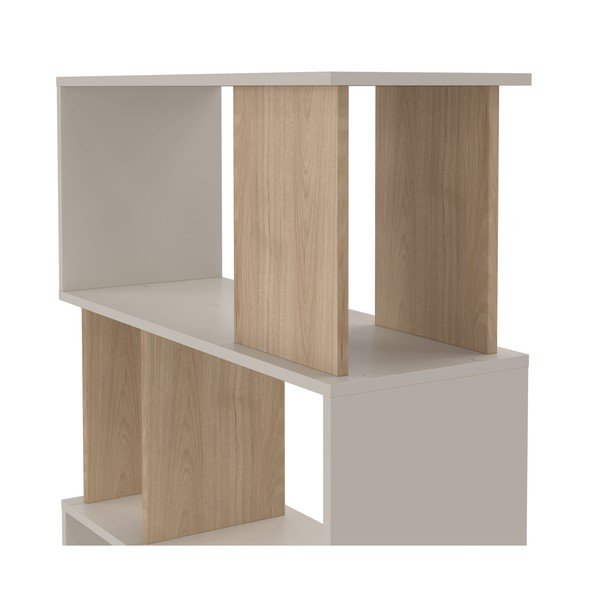 Krēmkrāsas grāmatplaukts ar ozolkoka imitāciju 80x173,5x29,5 cm Maze – Tvilum-image-2