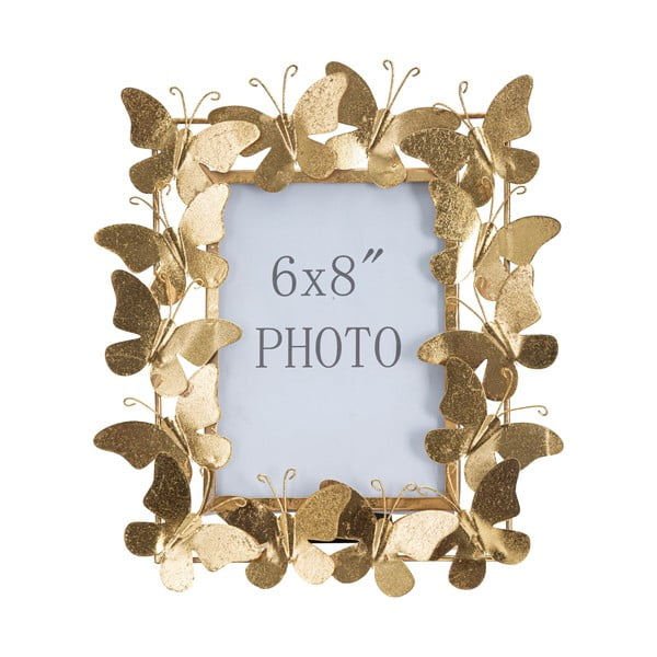Zelta krāsas metāla stāvošs foto rāmis 28x30,5 cm Butterfly – Mauro Ferretti
