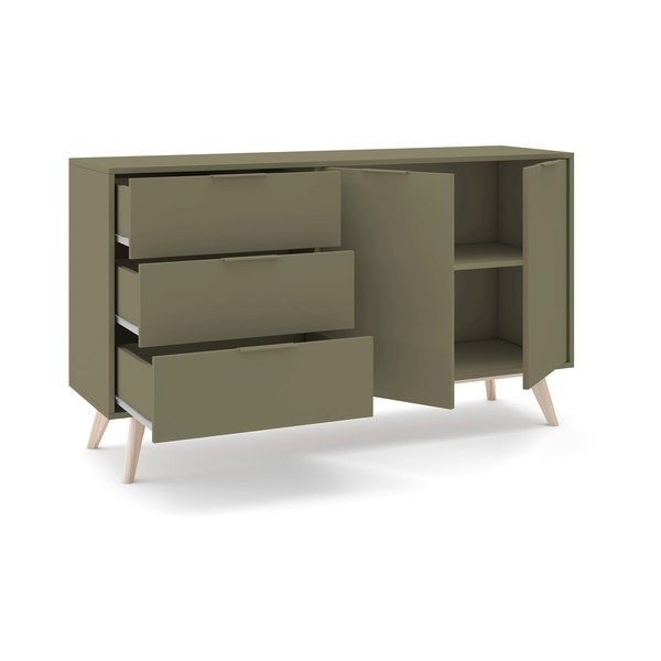 Zaļa matēta kumode 140x81x40 cm Campus – Marckeric-image-3