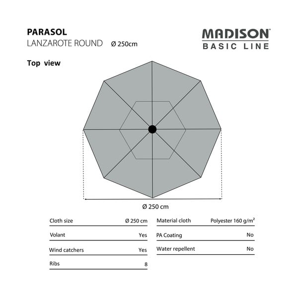 Zils saulessargs ø 250 cm Lanzarote – Madison-image-2