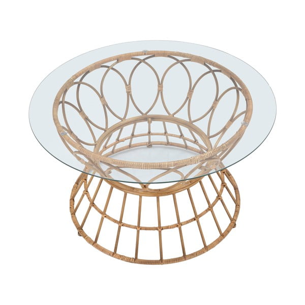 Dabīga toņa apaļš kafijas galdiņš ar stikla virsmu ø 75 cm Panama – Mauro Ferretti-image-2