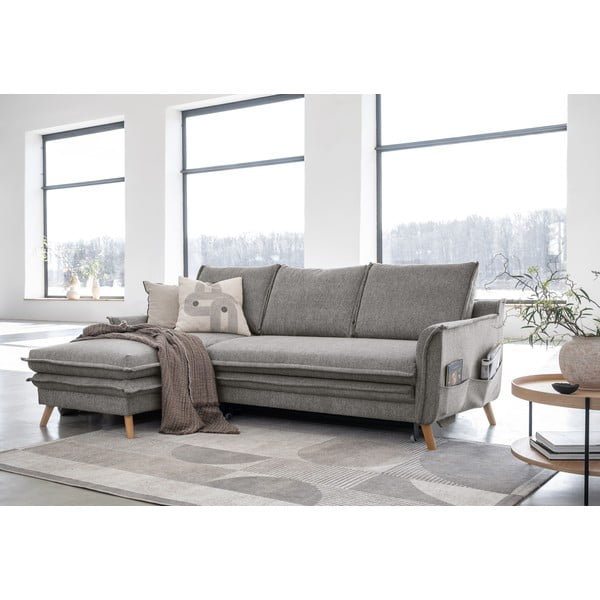 Pelēks salokāms stūra dīvāns (ar kreiso stūri) Charming Charlie – Miuform-image-3