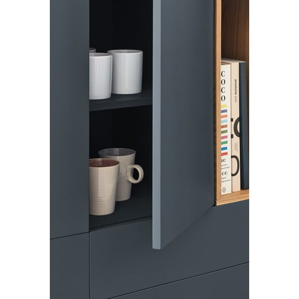 Tumši pelēka augsta kumode 100x120 cm Corvo – Teulat-image-1