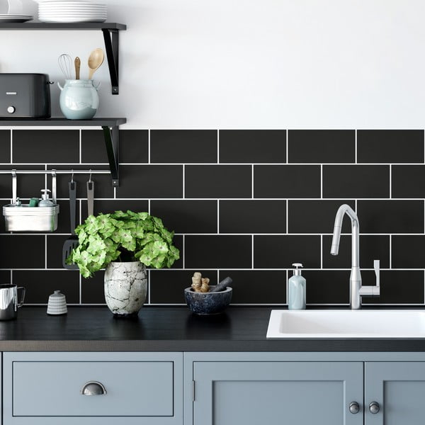 Uzlīmju komplekts flīzēm (30 gab.) 20x10 cm Subway Tiles Black – Ambiance-image-1