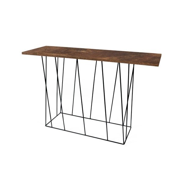 Brūns konsoles galds ar melnām kājām TemaHome Helix, 40 x 120 cm-image-1