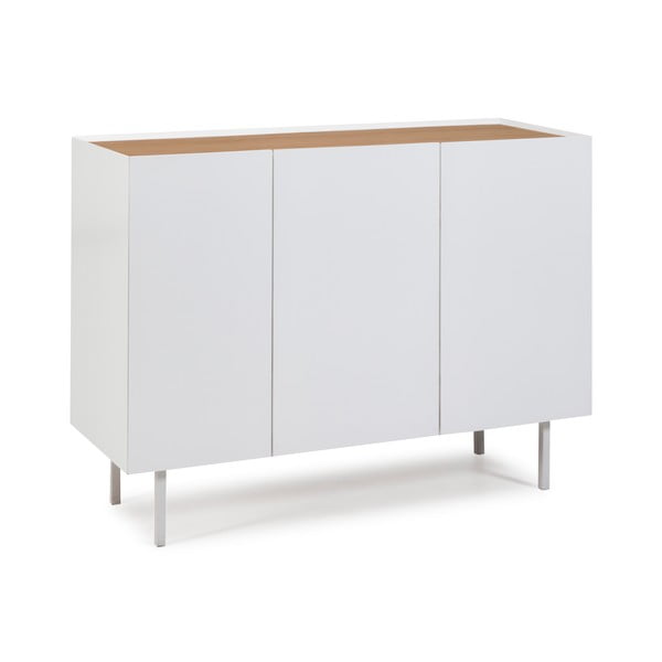 Balta zema kumode ar ozolkoka imitāciju 110x85 cm Arista – Teulat-image-2