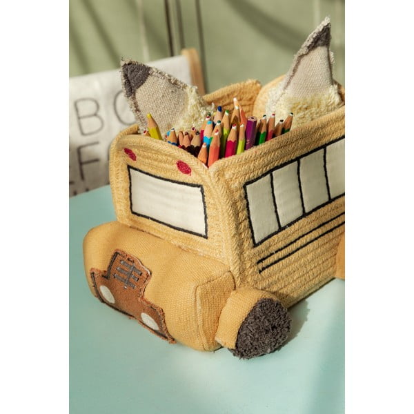 Okera dzeltens tekstila bērnu rotaļlietu grozs 22x19x15 cm School Bus – Lorena Canals-image-2