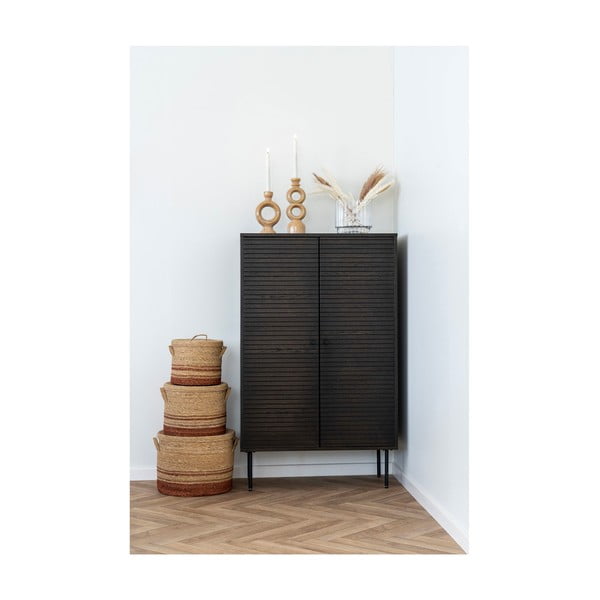 Tumši brūns skapītis ar ozolkoka imitāciju 80x130 cm Kyoto – House Nordic-image-2