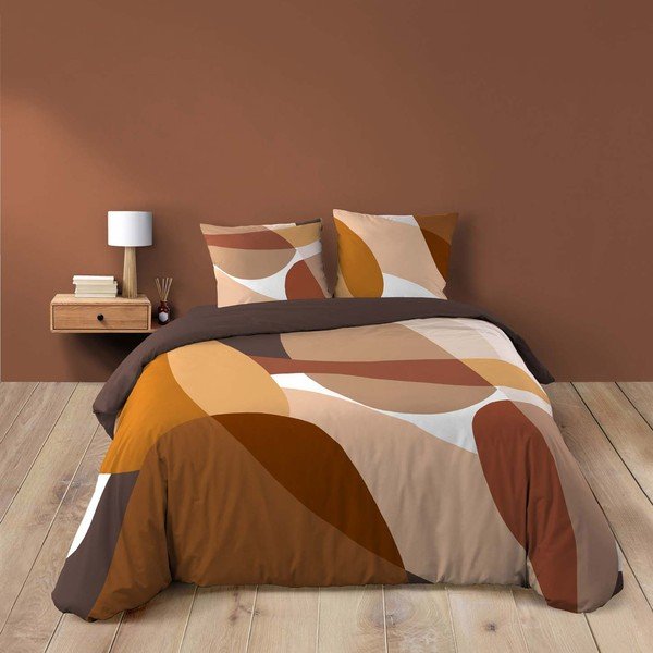 Brūna divguļamā trīsdaļīga kokvilnas gultas veļa 200x200 cm Boogie – douceur d'intérieur-image-4