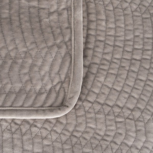 Pelēks samta stepēts gultas pārklājs 180x260 cm – Ixia-image-1