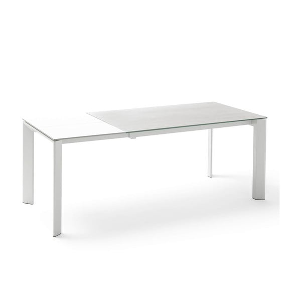 Pelēks un balts izvelkamais pusdienu galds Lisa Snow, garums 140/200 cm