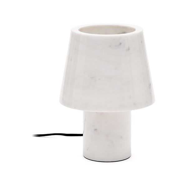 Ziloņkaula krāsas marmora galda lampa ar marmora abažūru (augstums 27 cm) Alaro – Kave Home