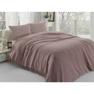Gaiši rozā gultas pārklājs Pique, 220 x 240 cm