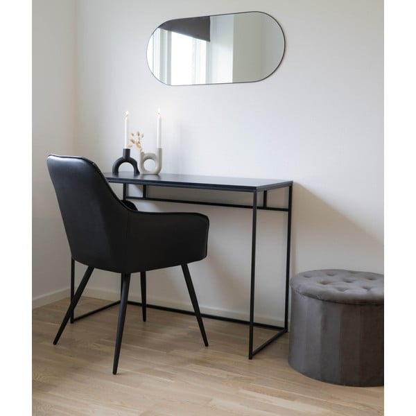 Melni polsterēti ēdamistabas krēsli ar roku balstiem (2 gab.) Harbo – House Nordic-image-1