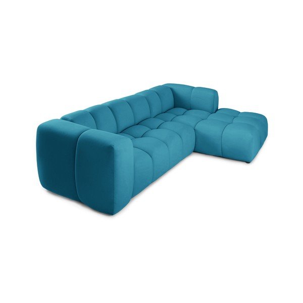 Tirkīzzils samta stūra dīvāns (ar labo stūri/ar zvilni) Cube – Bonami Selection-image-3