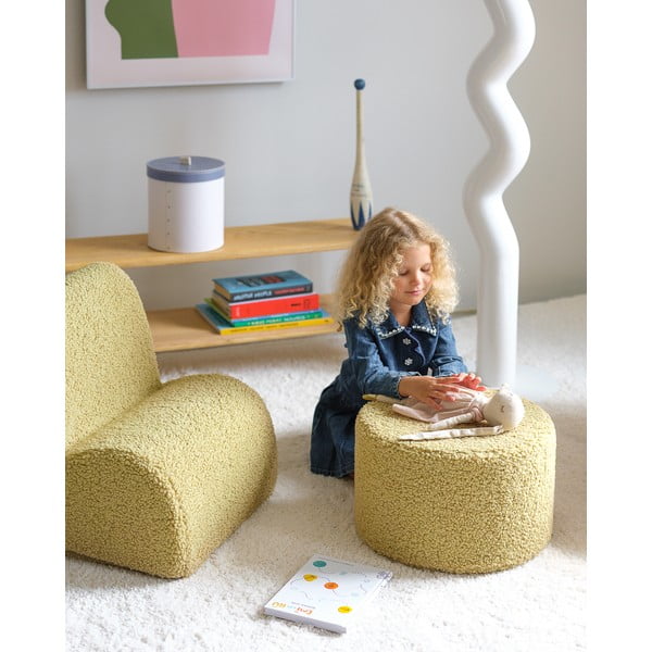 Zaļš bērnu pufs no buklē auduma – Wigiwama-image-1