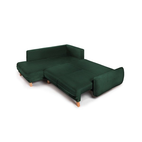 Tumši zaļš velveta salokāms/ar uzglabāšanas vietu stūra dīvāns (ar kreiso stūri/L veida) Tori – Bonami Selection-image-3