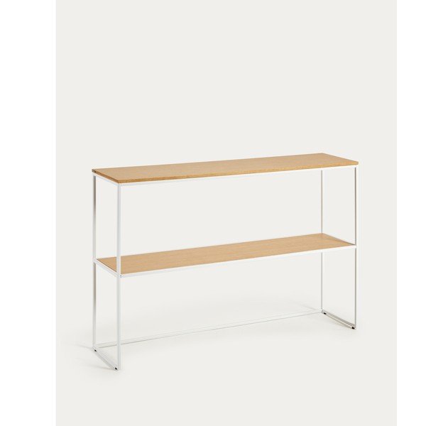 Balts/dabīga toņa konsoles galds ar ozolkoka imitāciju 30x120 cm Yoana – Kave Home-image-4